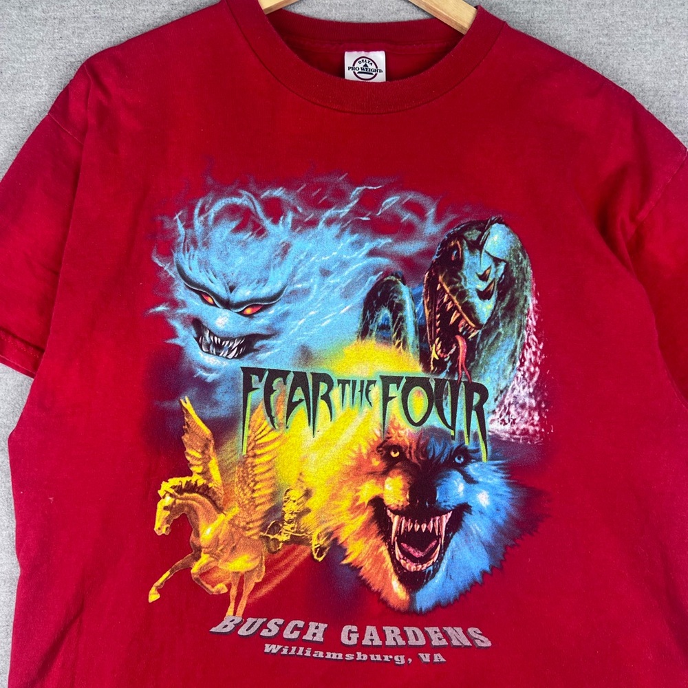 VTG Fear The Four Horror‎ Busch Gardens Ride Coaster T-Shirt Size L